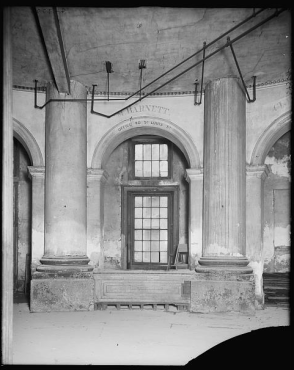 The Old Slave Block in the St. Louis Hotel, where "auctions of every conceivable property, including enslaved human beings, were conducted".